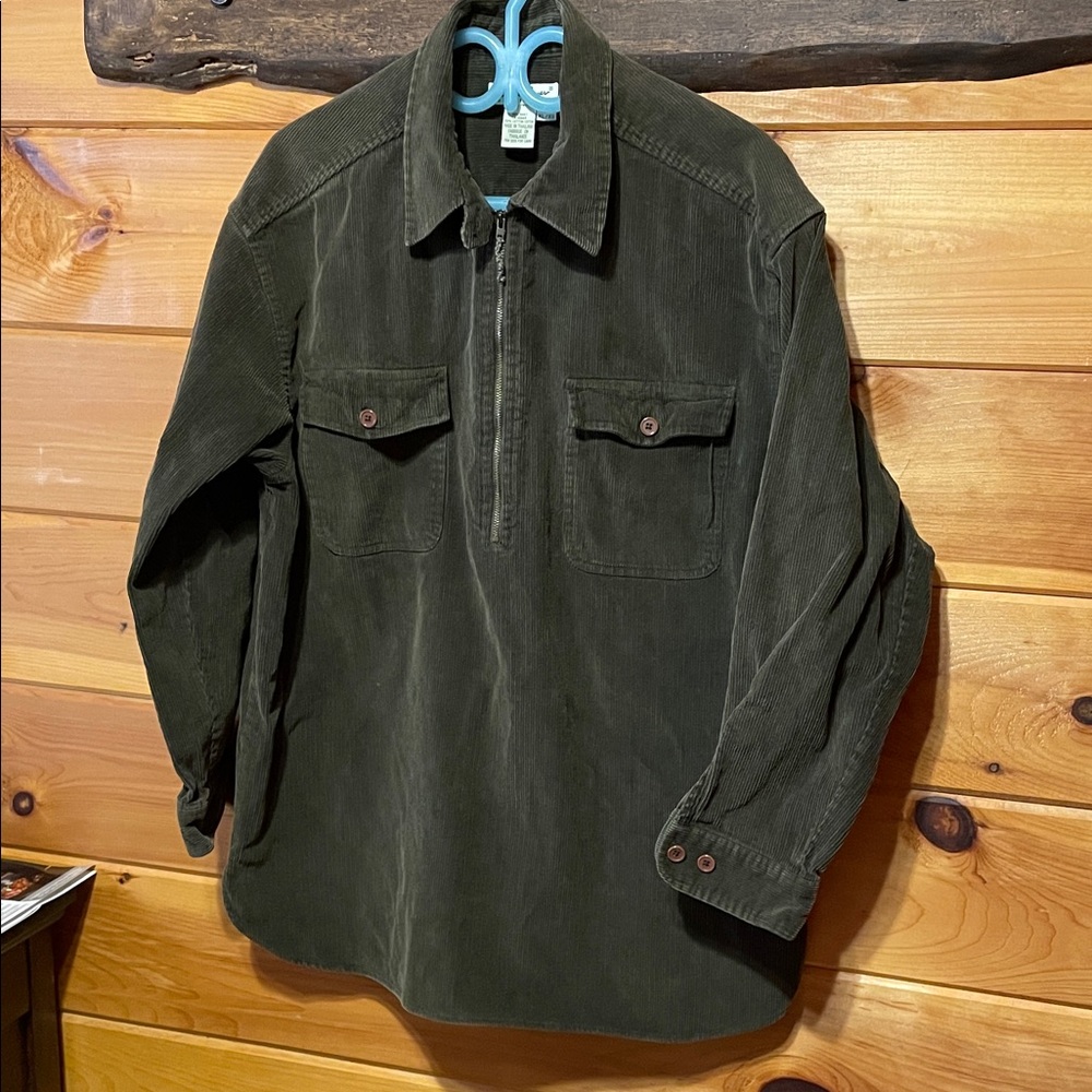 Dark green Eddie Bauer pin wale corduroy pullover women’s XL